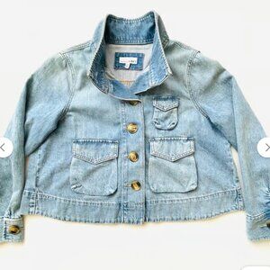 Loft Cropped Denim/Chambray Jacket Size Medium